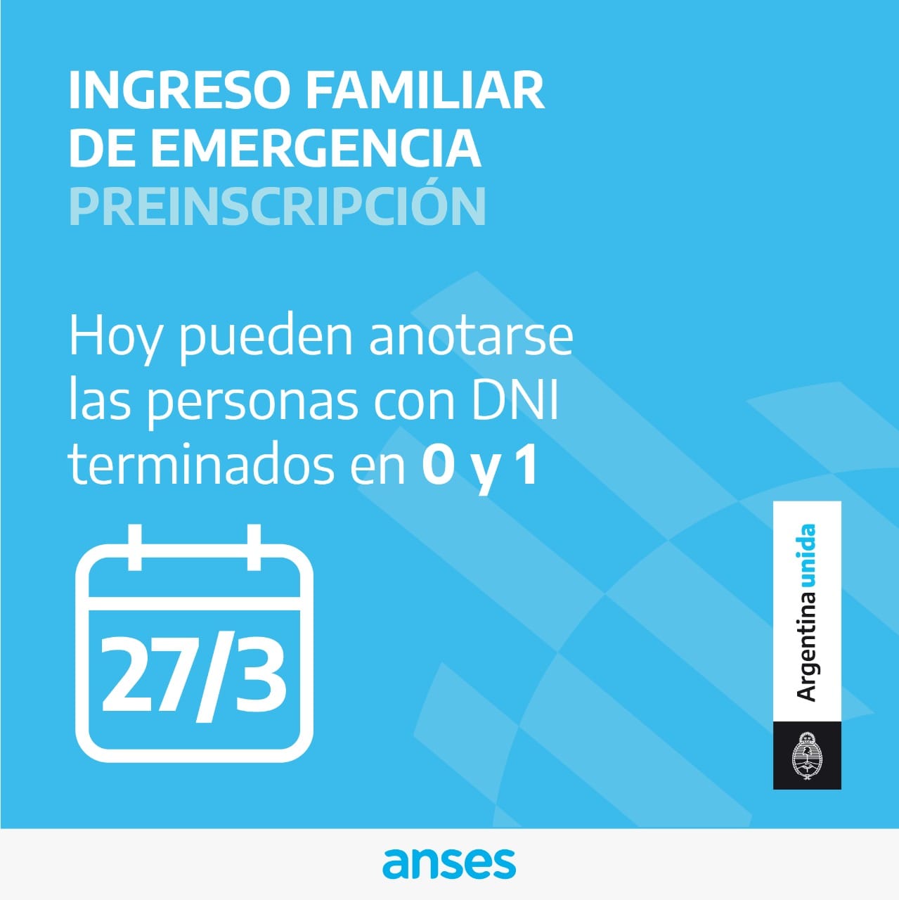 Comenzó hoy la preinscripción para el Ingreso Familiar de Emergencia