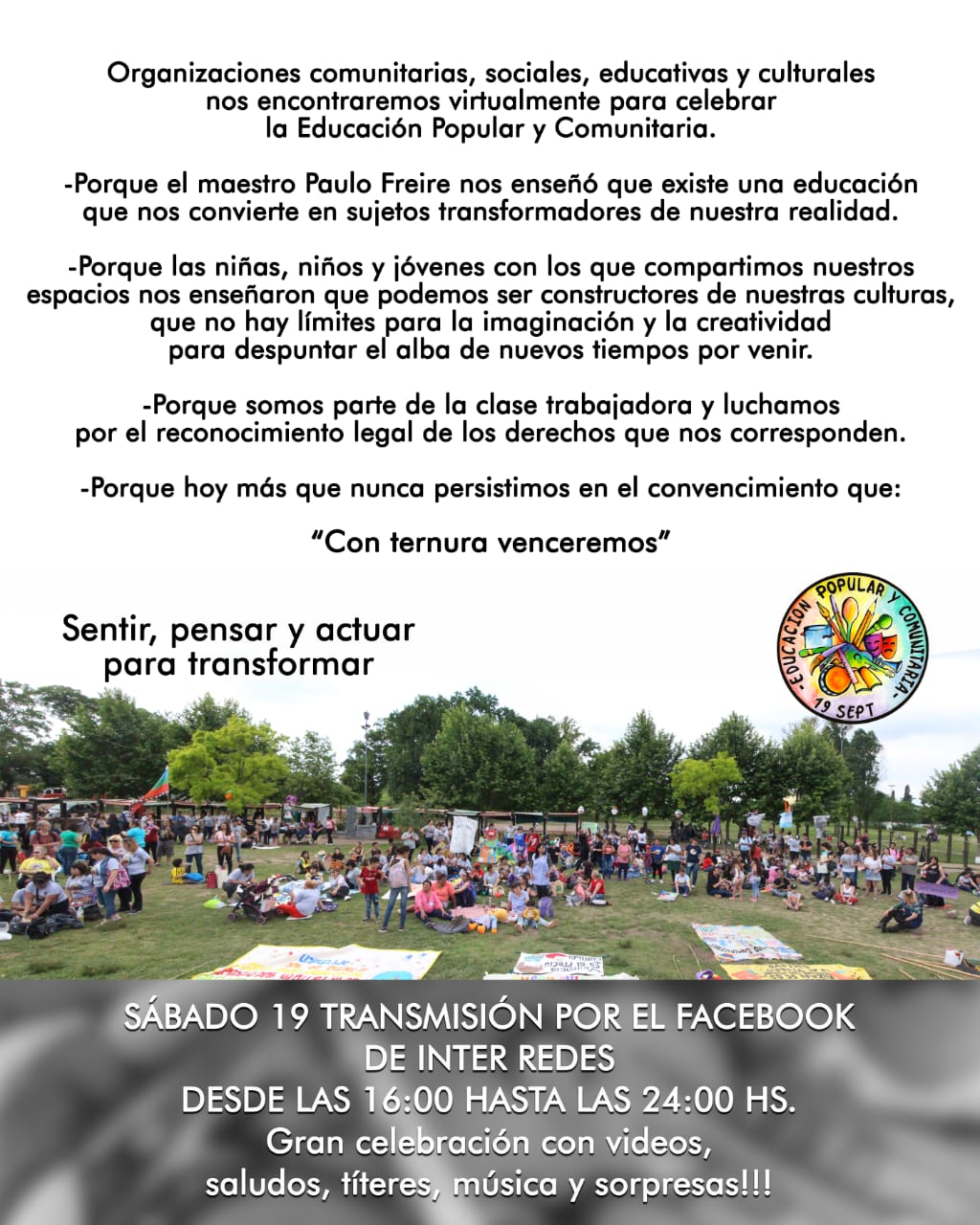 Se celebra el Día de la Educación Popular y Comunitaria y miles de trabajadorxs exigen sus derechos